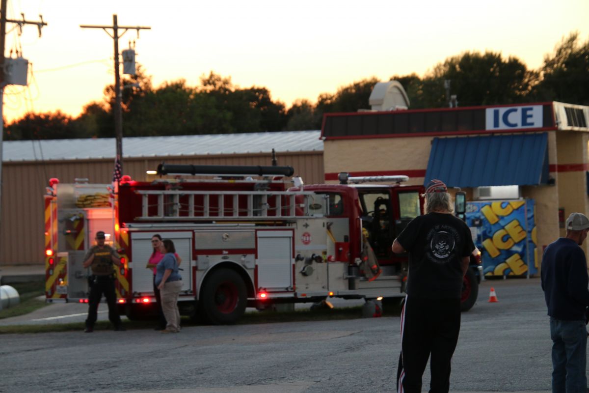 Fire department passing out treats